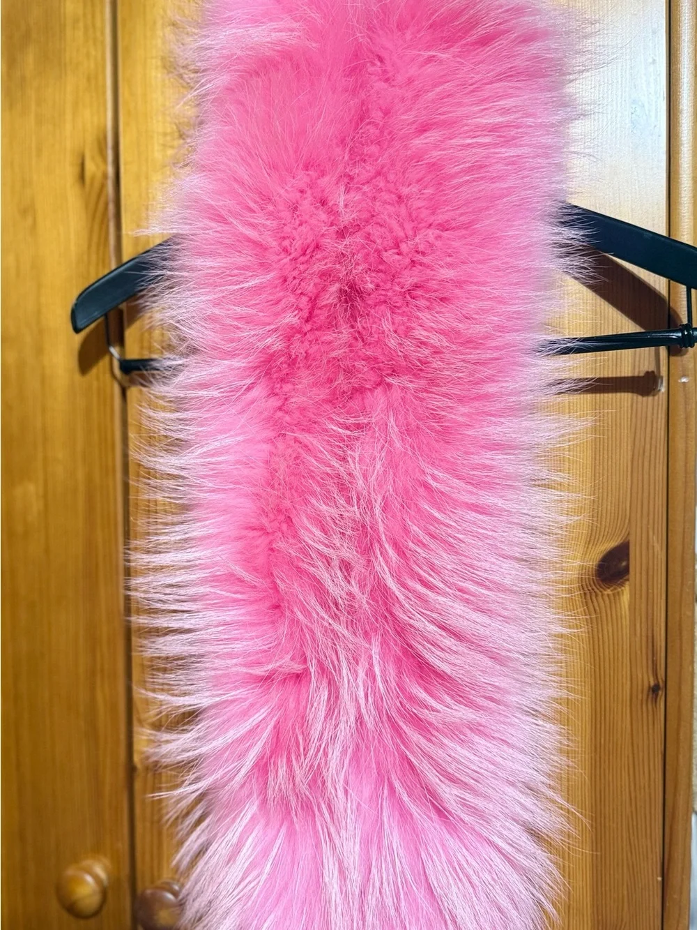 Charlotte Simone Popsicle Raccoon Fox Fur Scarf Pink White 48x9 Luxury Stole